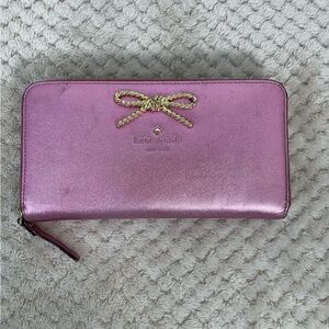 Kate Spade Fluorescent Pink Zip Around Wallet